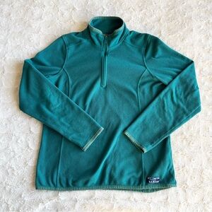 Vintage LL Bean Sweatshirt Pullover Womens Medium Teal 1/4 Zip Fleece Granola